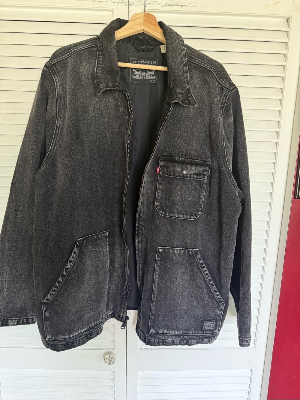Levi's Washed Black Denim Shirt Jacket with Patch Pockets